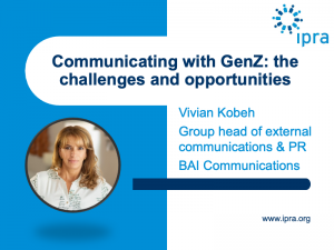 Invitation to an IPRA webinar on Communicating with GenZ: the challenges and opportunities Friday 15 July 2022