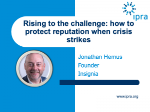 Invitation to an IPRA webinar Rising to the challenge: how to protect reputation when crisis strikes: 13 October 2022