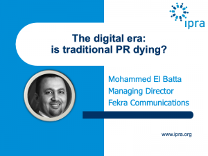 Invitation to an IPRA webinar on The digital era: is traditional PR dying? 8 December